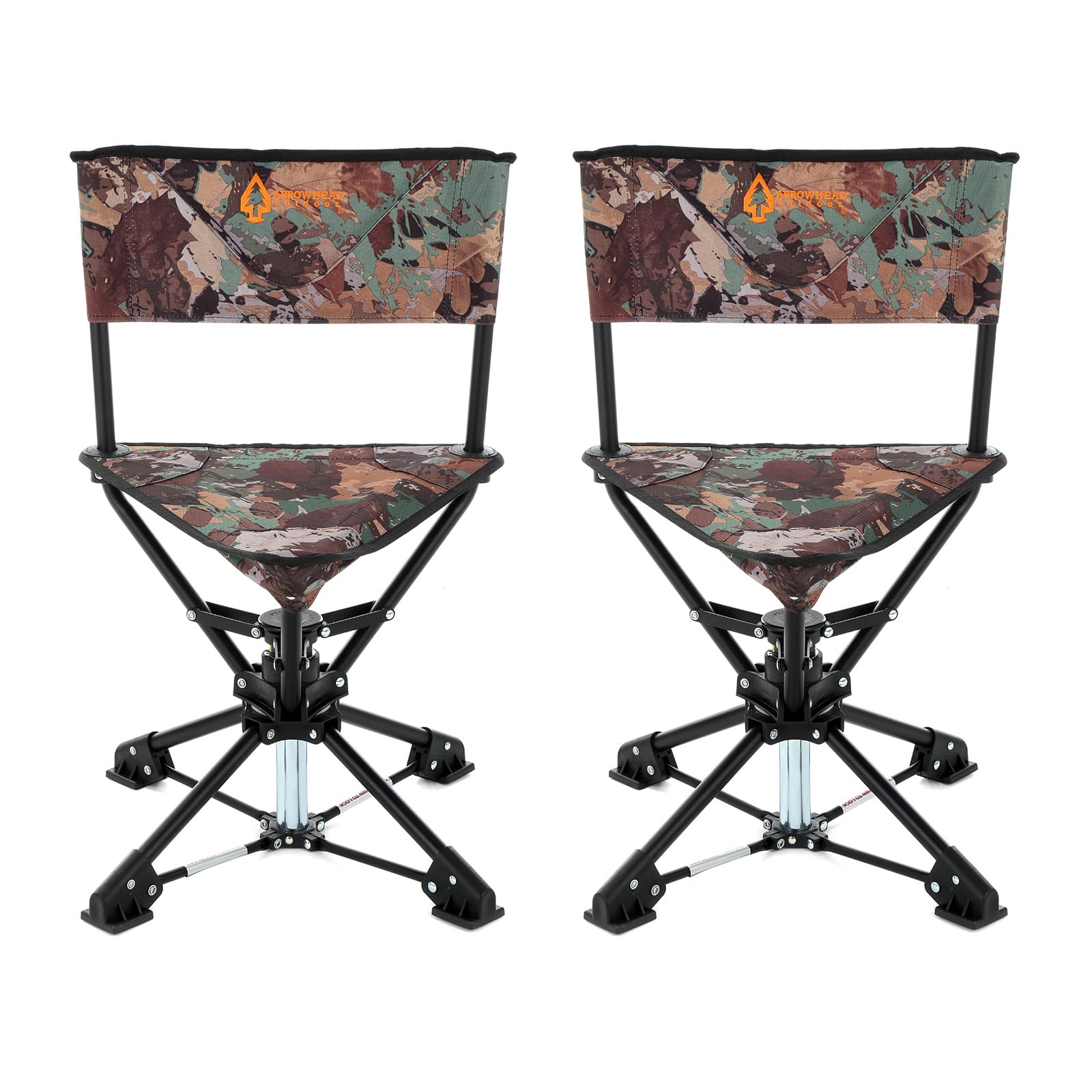 Arrowhead Outdoor 2-Pack 360 Degree Swivel Hunting Chair Stool Seat, Perfect For Blinds, No Sink Feet, Carrying Case, Fishing, 6