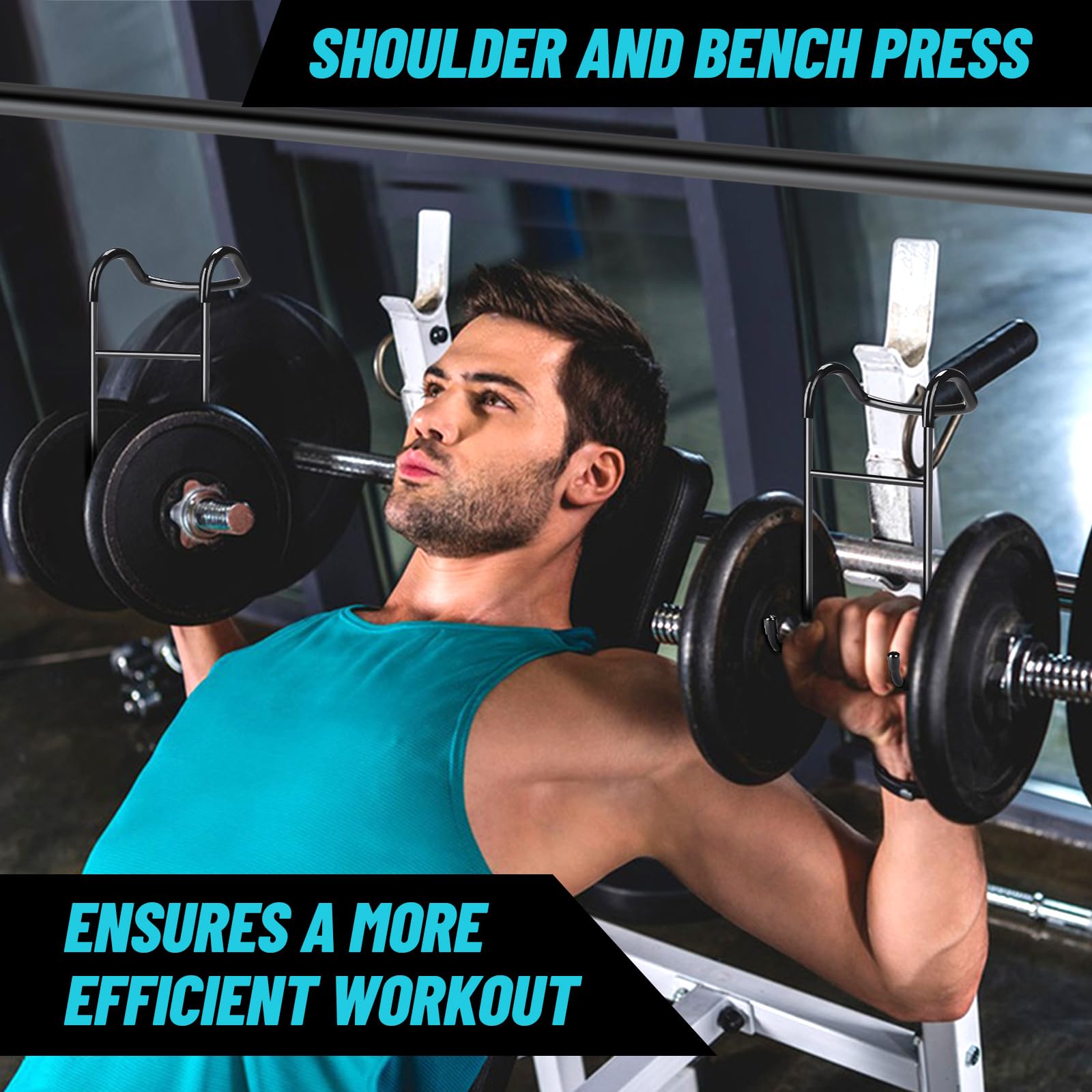 Dumbbell Spotter Hooks - 225Lb Weight Capacity Power Rack Attachments, Safety Hangers Assistant For Heavy Duty Shoulder Press &