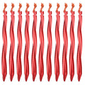 Azarxis Aluminum Tent Stakes Pegs Heavy Duty Lightweight For Camping Sand - 10 Pack (Red - Spiral - 9.84 Inches)