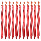Azarxis Aluminum Tent Stakes Pegs Heavy Duty Lightweight For Camping Sand - 10 Pack (Red - Spiral - 9.84 Inches)