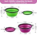 Kytely Large Collapsible Dog Bowls 2 Pack, 34Oz Foldable Dog Travel Bowl, Portable Dog Water Food Bowl With Clasp, Pet Cat Feedi
