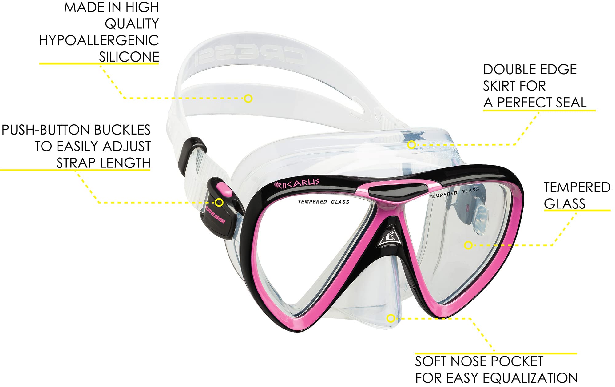 Cressi Ikarus & Orion, Black/Pink, One Size