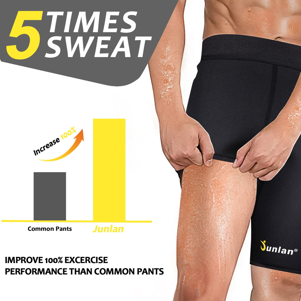 Junlan Sweat Shorts For Men Sauna Suit Mens Body Shaper Sweat Sauna Neoprene Shorts(Black, Medium)
