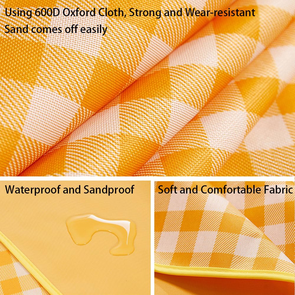 Extra Large Picnic Blanket Beach Blankets, 80''X60'' Picnic Mat Waterproof Sand Proof Foldable Portable For Outdoor Camping Hiki