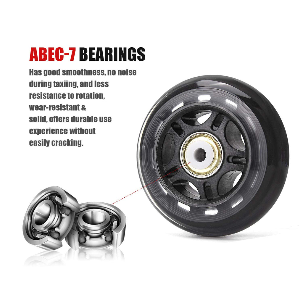 Tobwolf 8 Pack 64Mm 82A Indoor Inline Skate Replacement Wheels, Indoor Skating Wheels With Abec-7 Bearings, Luggage Wheels, Trai
