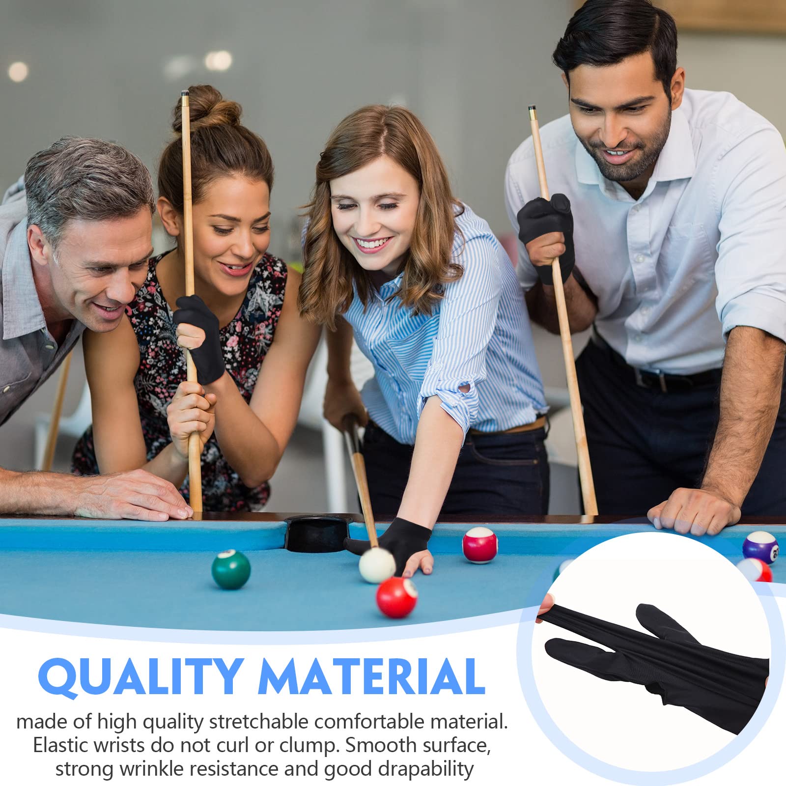 Neer Breathable Billiards Pool 3 Fingers Cue Gloves Nylon Table Pool Left Right Hand Universal Shooter Cue Sports Gloves For Wom