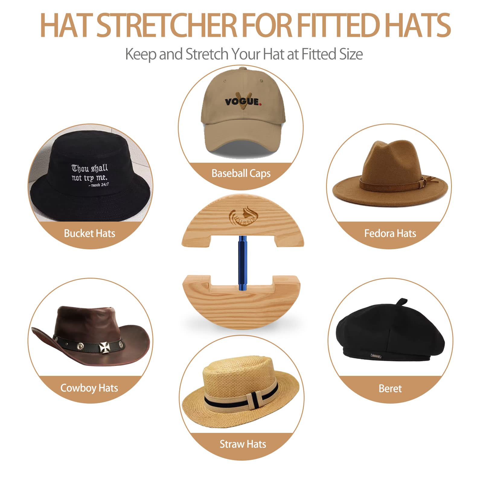 Haibeir Hat Stretcher - Heavy Duty - One Size Fits All Hat& Three Color Adjust From 6-1/2 To 9-1/2 (Blue)