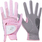 Gh Womens Leather Golf Gloves One Pair - Plain Both Hands (Pink, 20 (M))