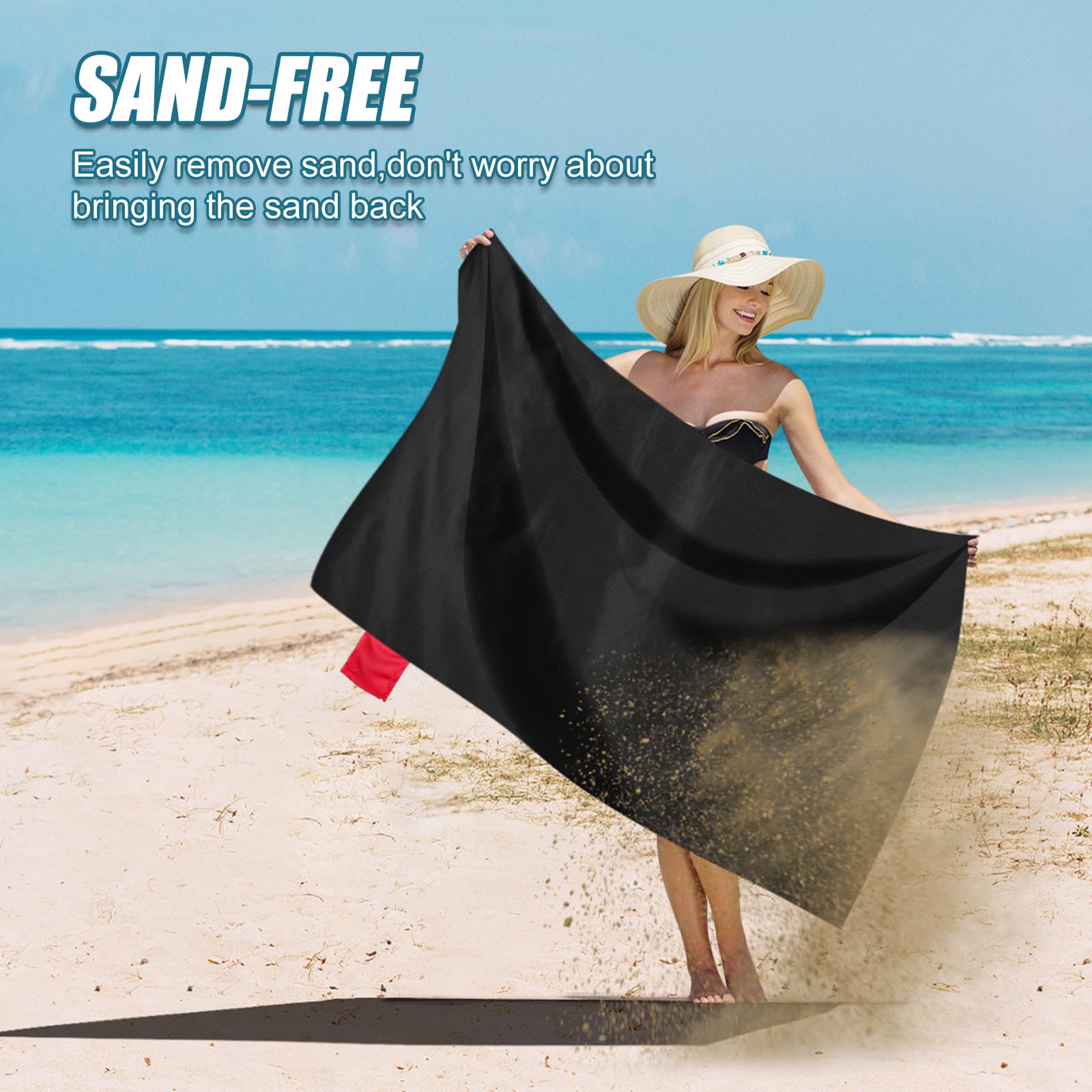 Odoland Beach Blanket Picnic Blanket, 43.3 X 27.5 Sandproof Waterproof Outdoor Pocket Blanket With Portable Bag, Foldable Lightw