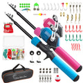 2Pack Kids Fishing Pole Kit, 59'' Telescopic Rod And Reel Beginner Combo With Spincast Reel,Tackle Box, Carrier Bag,Fishing Gear