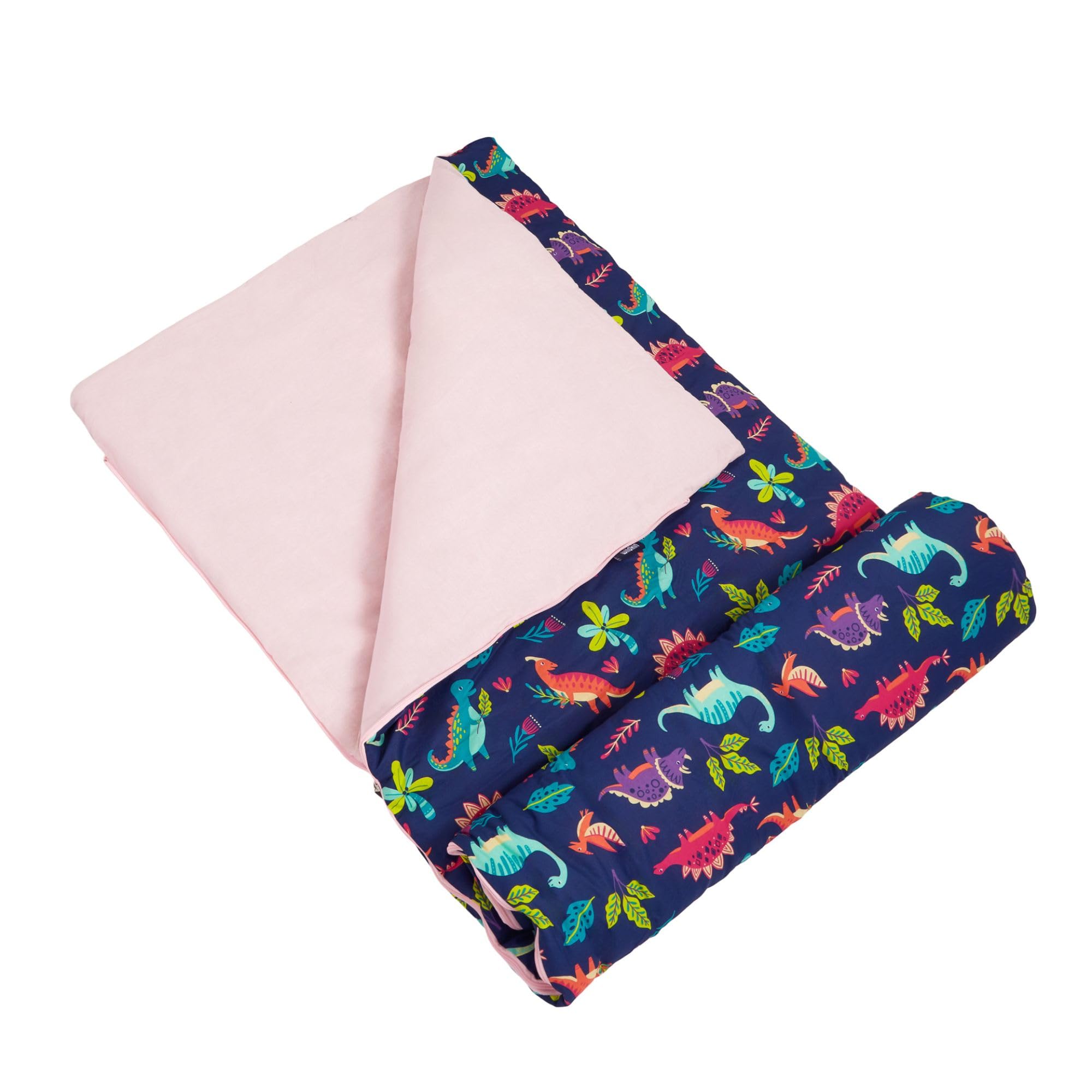 Wildkin Kids Sleeping Bag - Roll-Up Design with Storage Bag for School, Travel & Camping - Darling Dinosaurs