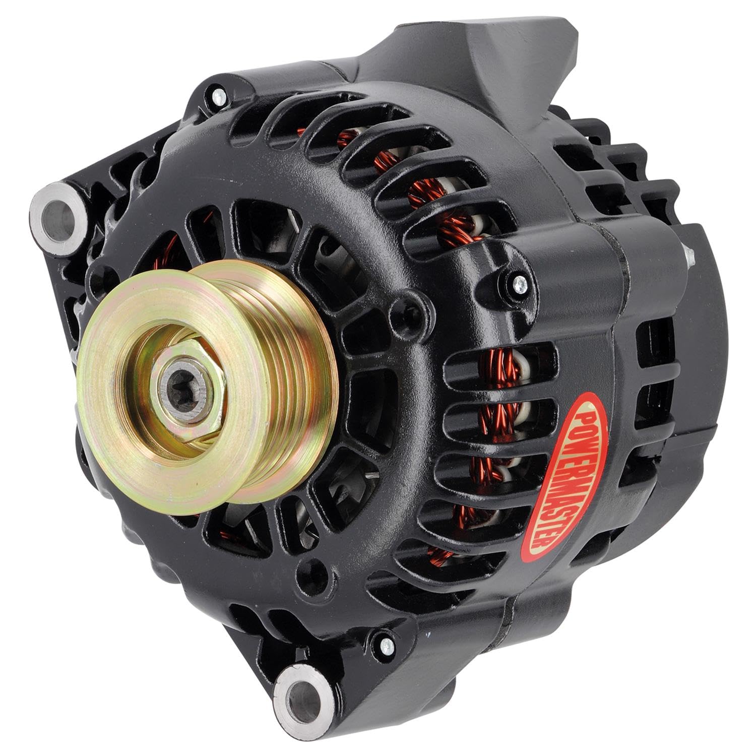 Powermaster - Alt GM CS130D Black 165A 6 grv Pulley Side BAT Post 1-Wire or OE
