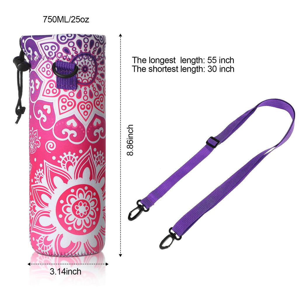Chengu 3 Pack 25 Oz Neoprene Water Bottle Carrier Bag With Adjustable Shoulder Strap Water Bottle Holders For Adults Sports Gym