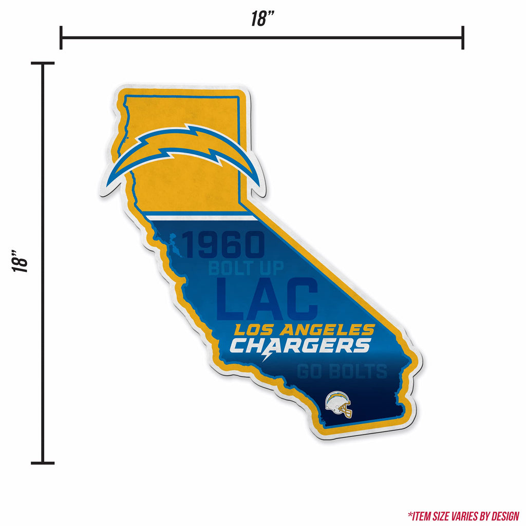 Rico Industries Nfl Football Los Angeles Chargers State Shape Shape Cut Pennant - Home And Living Room D  Cor - Soft Felt Ez To