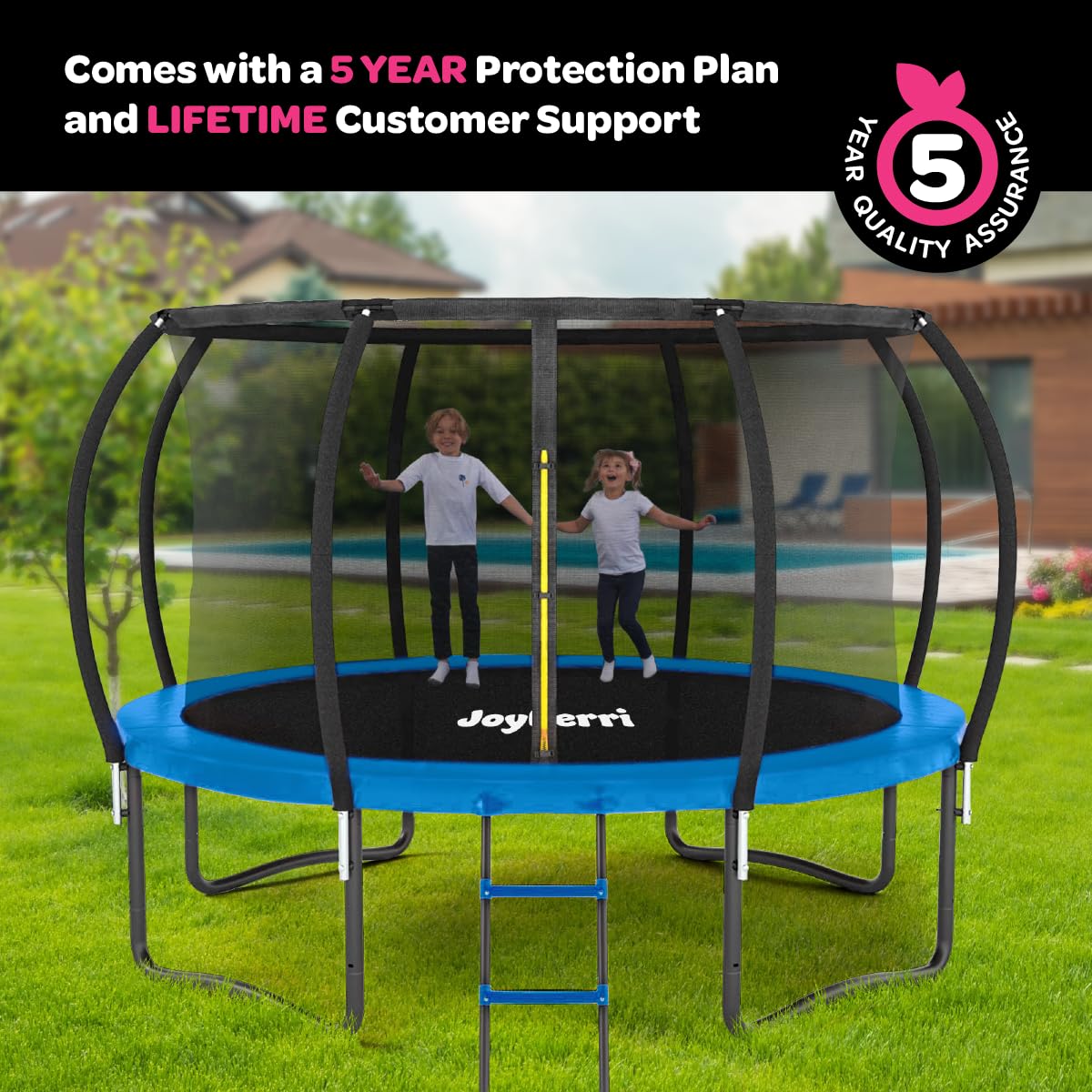 Trampoline for Kids and Adults - 8Ft 10Ft 12Ft 14FT Trampoline with Net - with Bonus Sprinkler and LED Lights/ASTM Certified/Ext