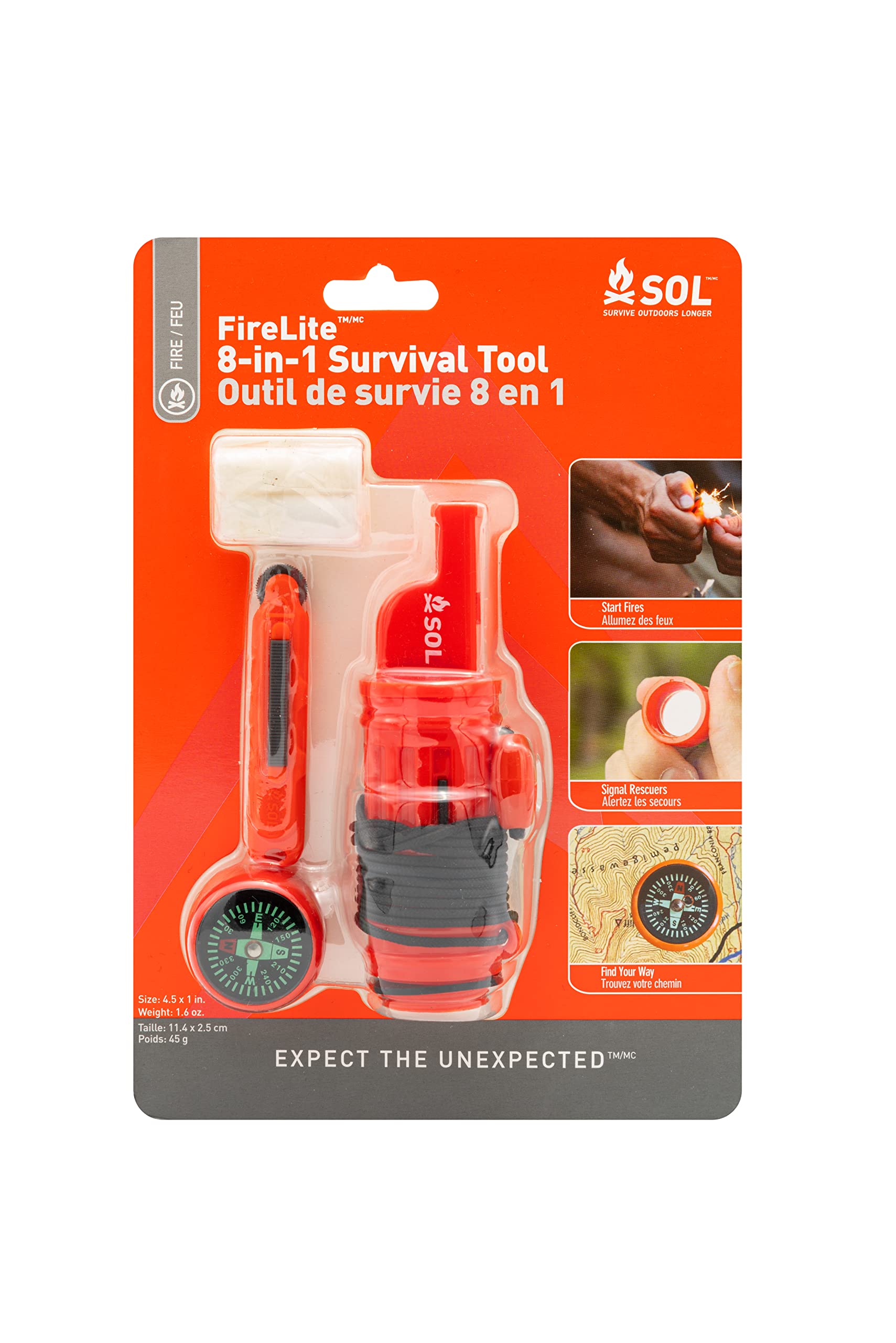 Survive Outdoors Longer Fire Lite 8-In-1 Survival Tool - (Pack Of 2)