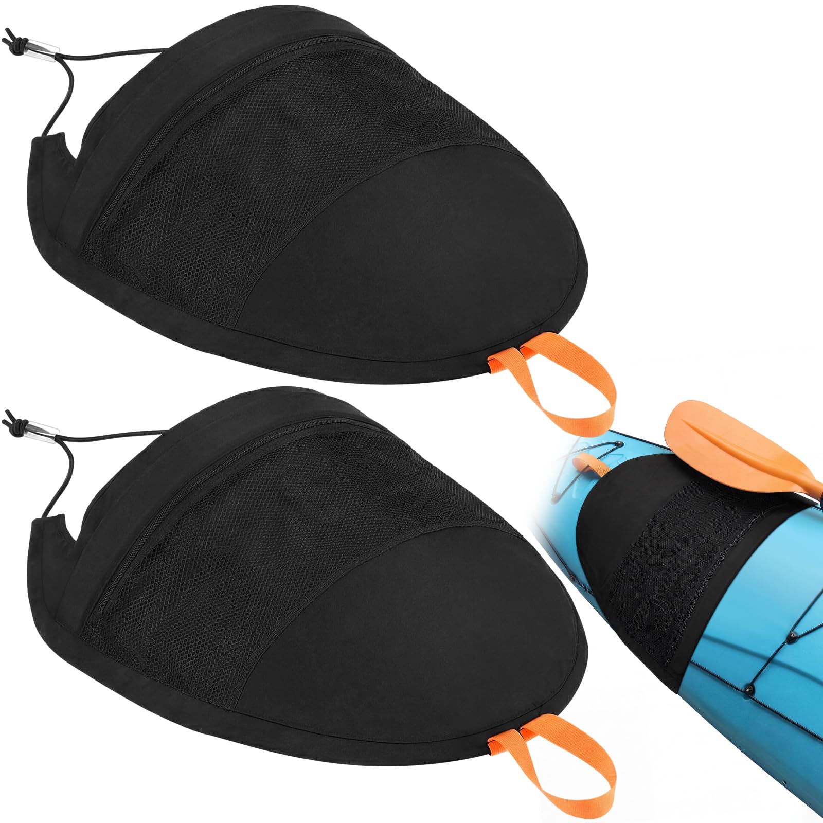 JolliLudo 2 Pcs Kayak Spray Skirt - Coated Nylon, Waterproof & Durable, with Zipper Mesh Pocket, Ideal for Cockpit Recreational 
