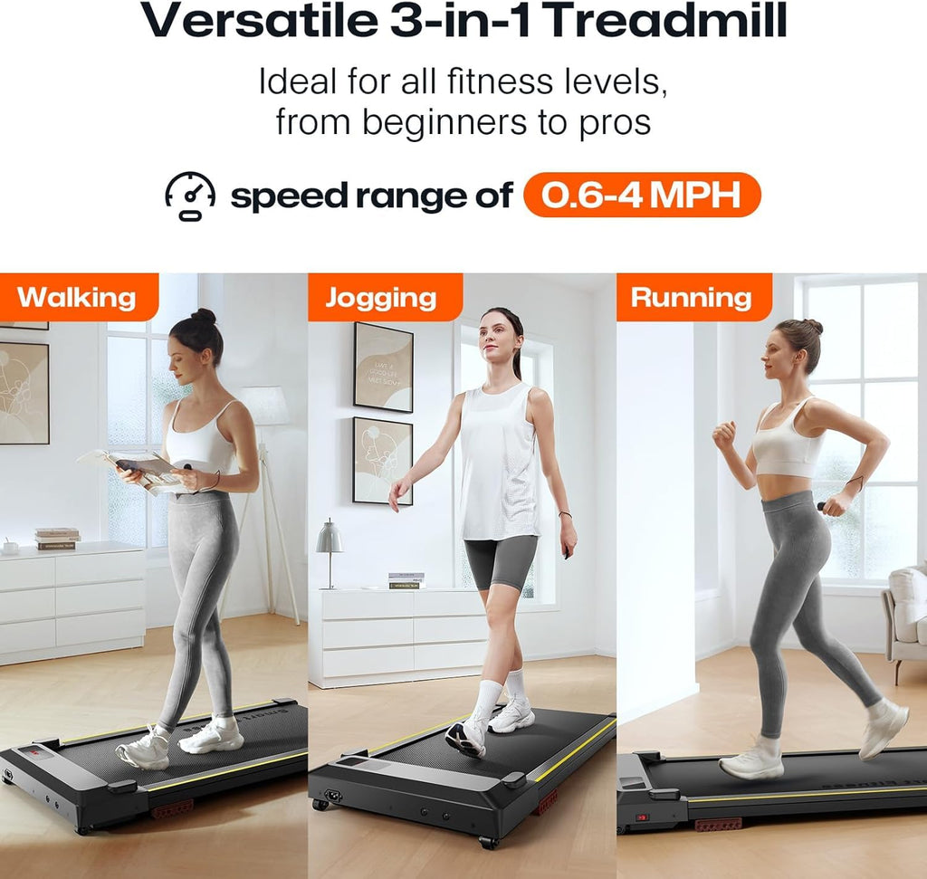 Urevo Walking Pad, Portable Under Desk Treadmill, 2.5 Hp Walking Treadmill Pad For Home And Office, Walking Jogging Running Mach