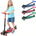 3 Wheel Kids Kick Scooter for Ages 3-12, Lean-to-Steer, Light Up Wheels, 3-Level Adjustable Handlebar 27.5   -33   ,Dual Rear Br