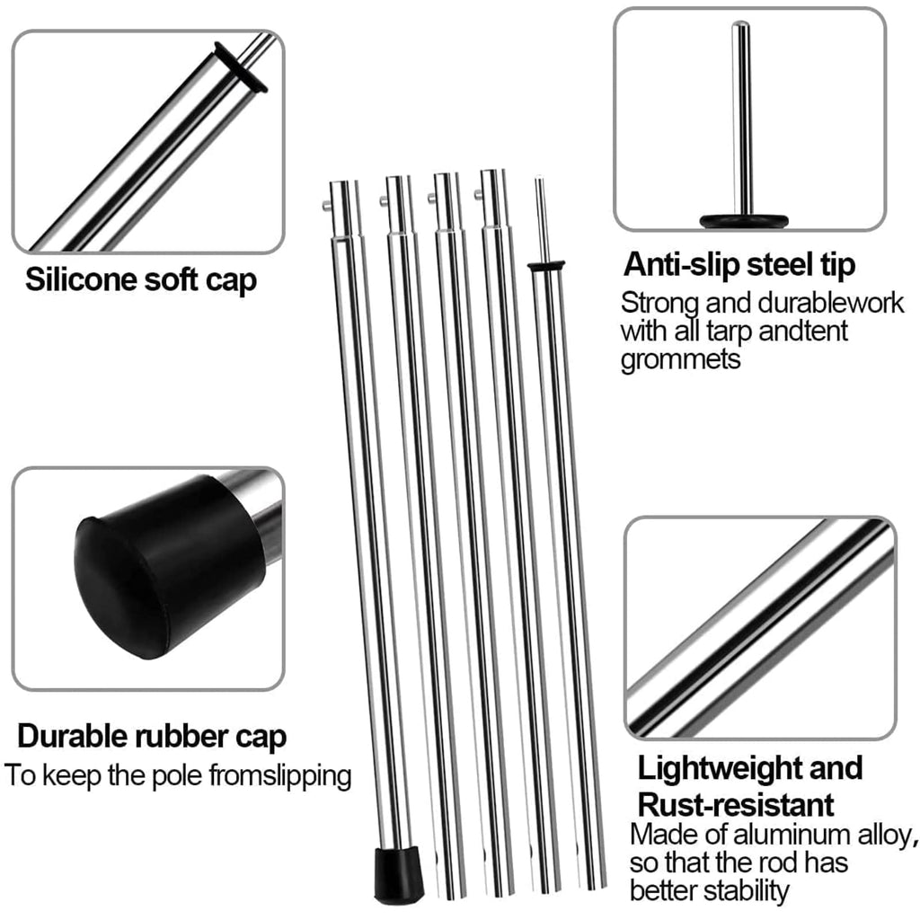 San Like Tent Pole Telescopic Adjustable Tarp Poles For Camping Canopy Awning Shelter Backpacking Hiking -(Adjustable Length - S
