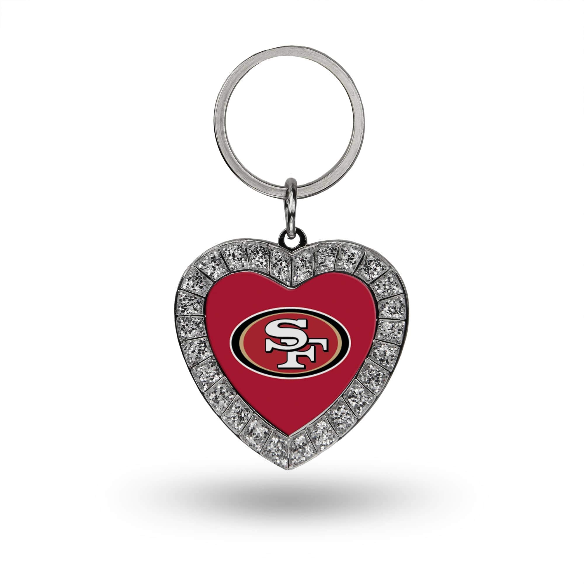 Rico Industries Nfl San Francisco 49Ers Metal Rhinestone Heart Keychain , 1.38 X 3''