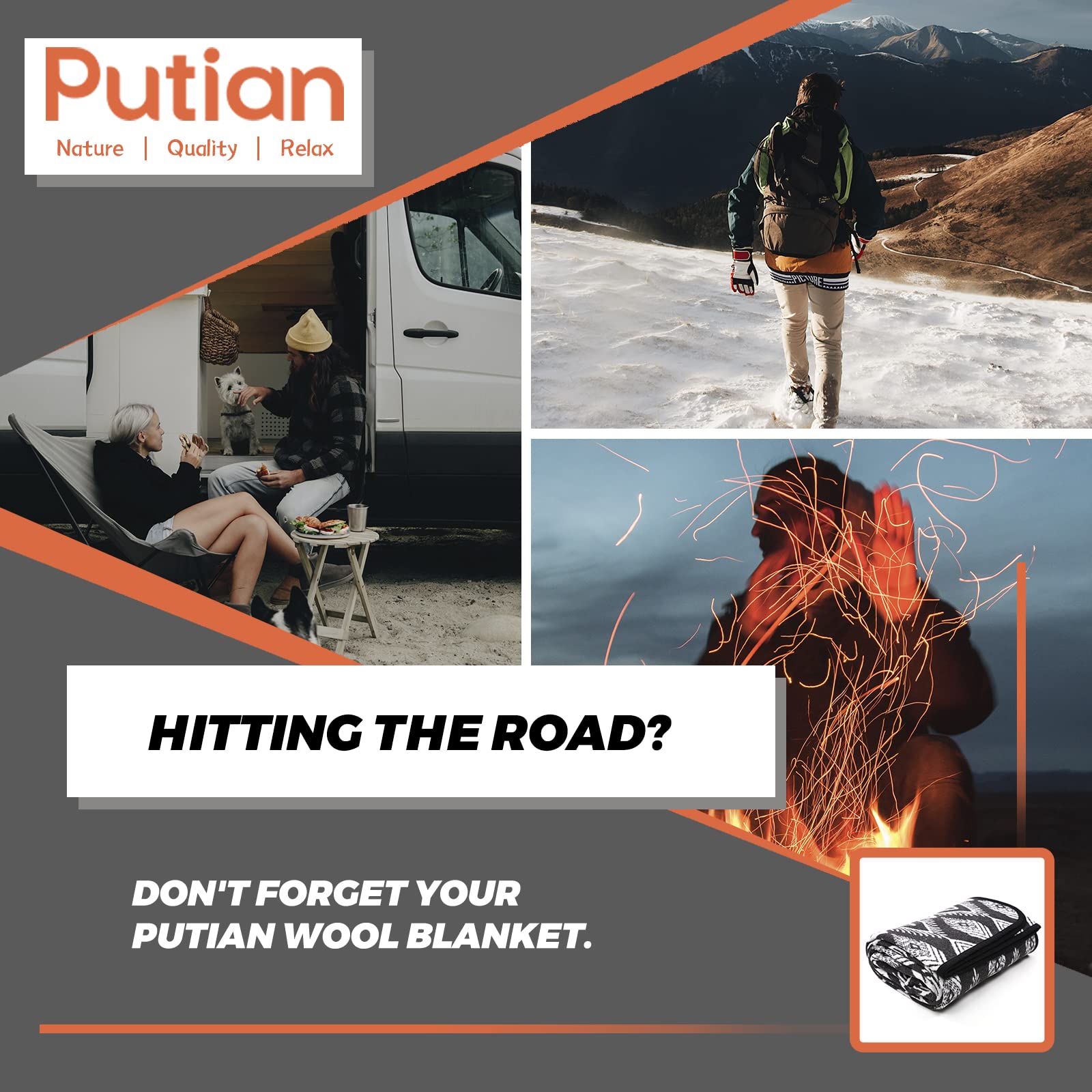 Putian Merino Wool Blanket - 4 Lbs Warm, Thick, Washable, Large 87'' X 63'' Throw For Outdoors, Camping,Couch, Bed, Travel-Super