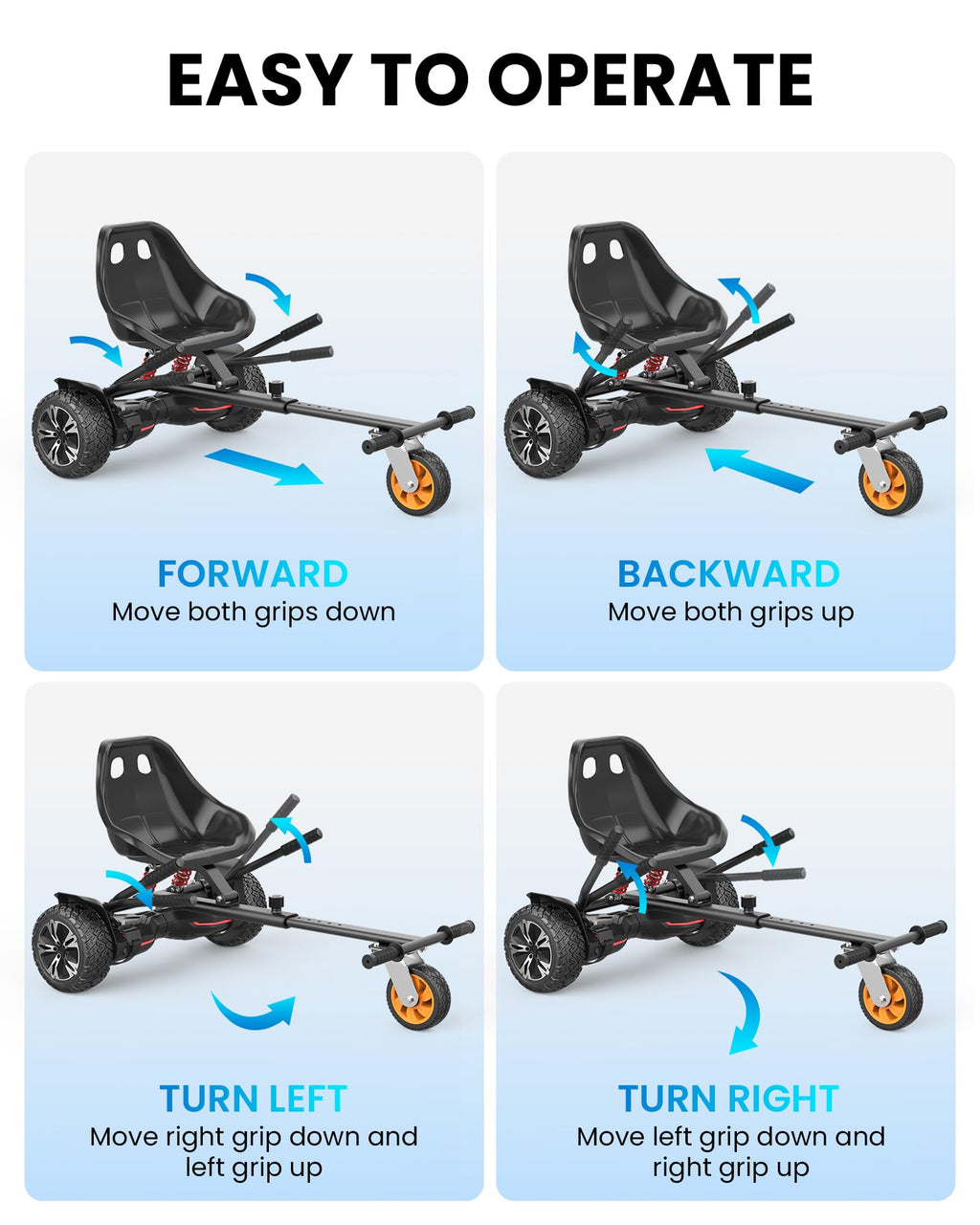 Gyroor K2 Balancing Scooter Go Kart Attachment for Kids & Adults, Adjustable Frame Length Balancing Scooter Seat Attachment for