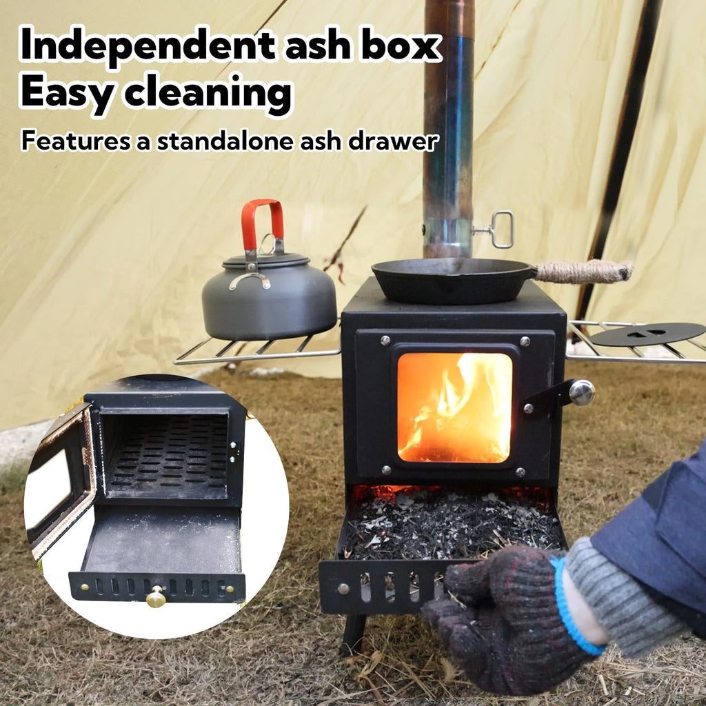 Huskfirm Wood Burning Stove,Tent Stove For Heating,Folding Portable Wood Stove For Tent,Cooking,Courtyard,Camping Stove Include