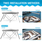 Naviskin Light Grey 3 Bow 6 'L X 46 '' H X 85 ''-90 '' W Bimini Top Cover Includes Mounting Hardwares,Storage Boot With 1 Inch A