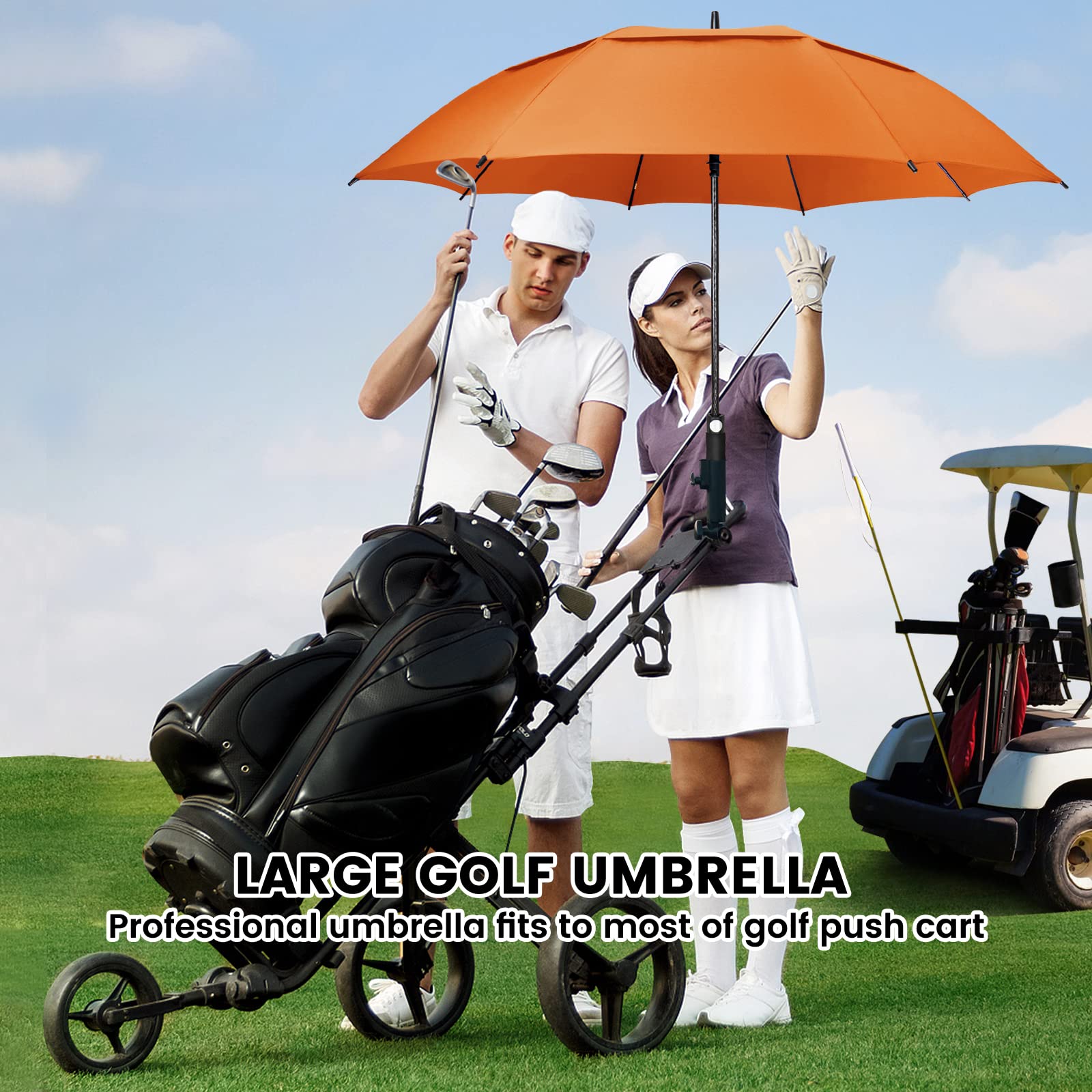 Zomake Large Golf Umbrella 62 Inch - Double Canopy Vented Golf Umbrellas For Rain Windproof Automatic Open Golf Push Cart Umbrel