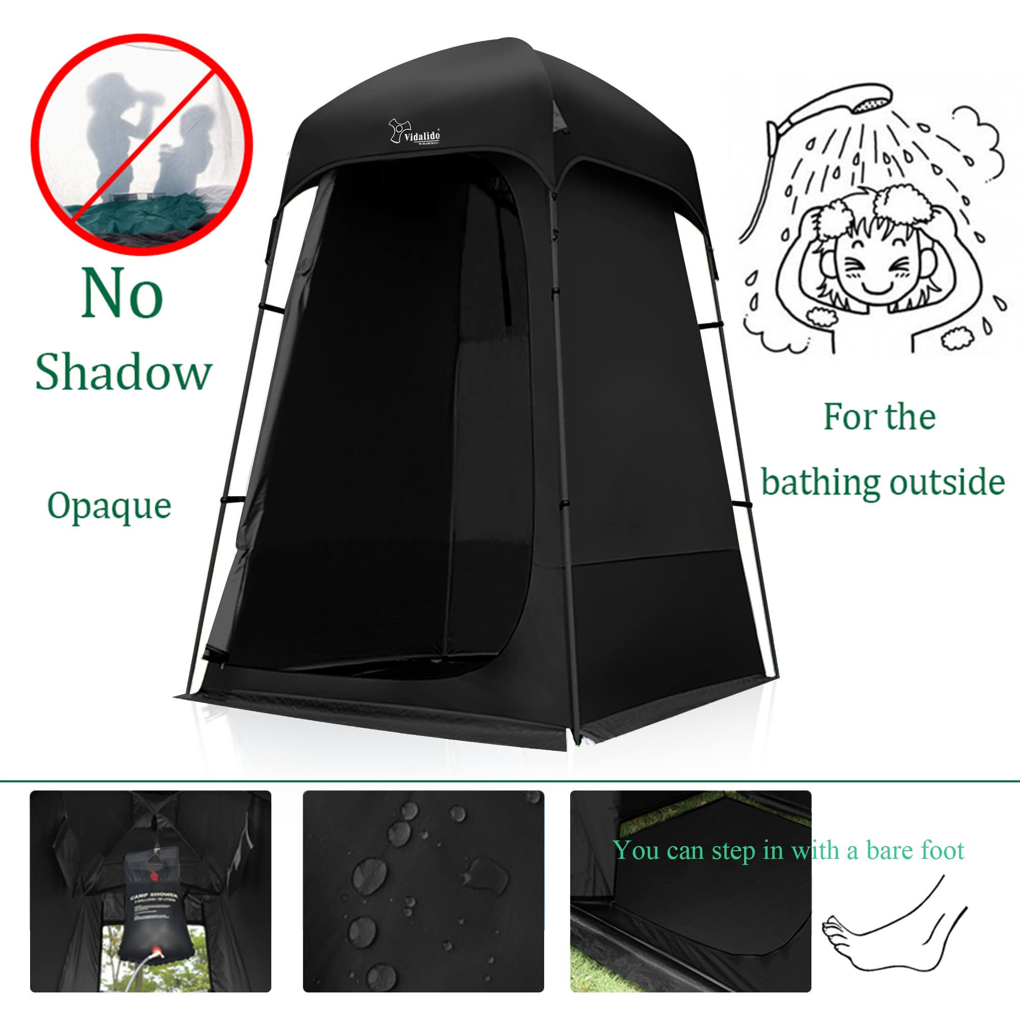 Outdoor Shower Tent Changing Room Privacy Portable Camping Shelters (Black)