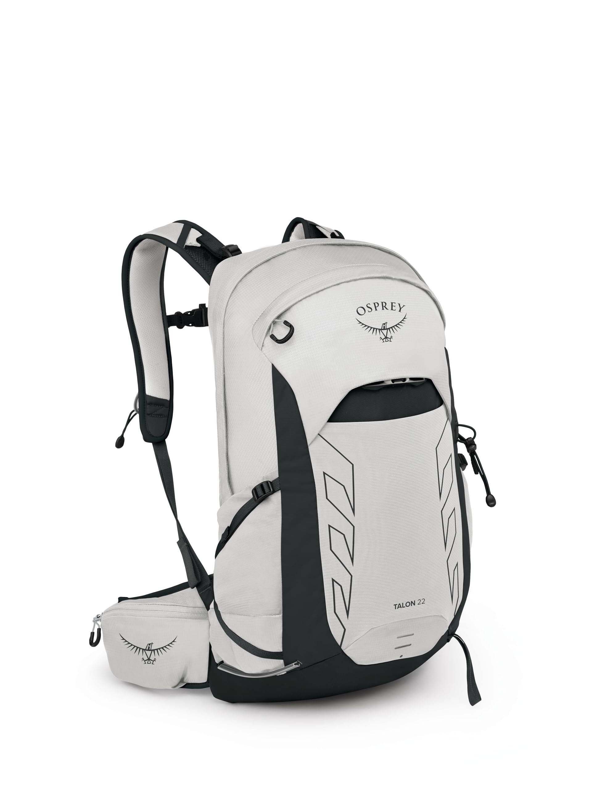 Osprey Talon 22L Mens Lightweight Hiking Backpack - Small Daypack for Travel & Camping, White/Black