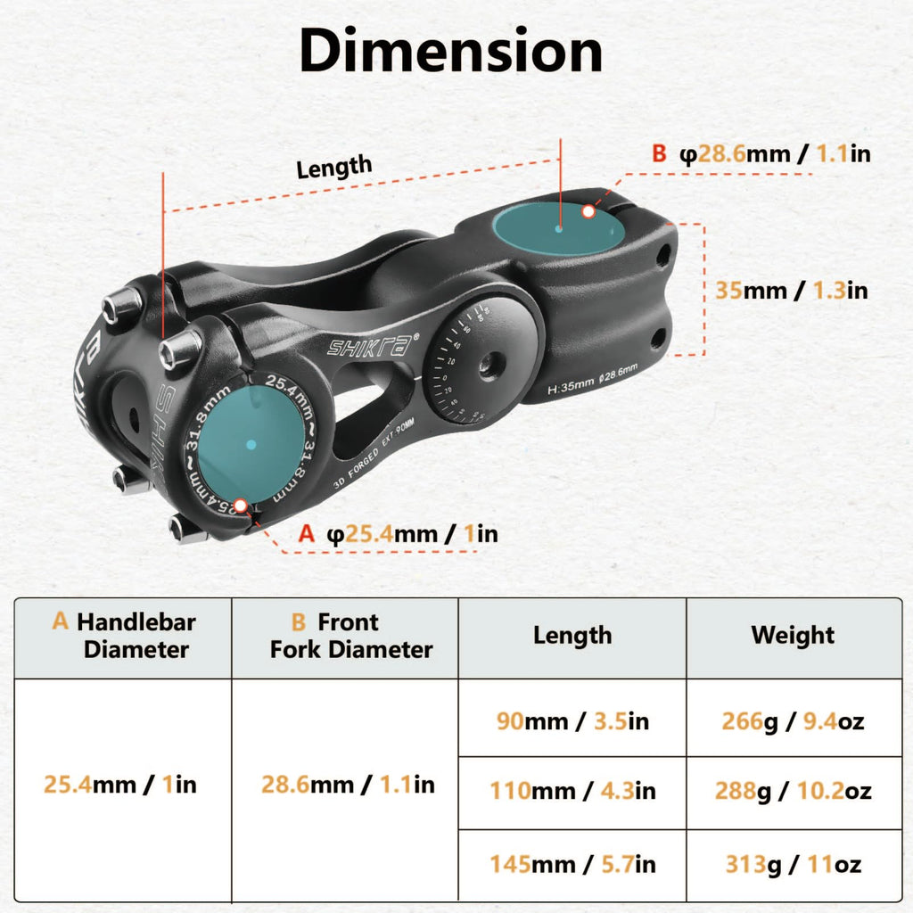 Jeelad Adjustable Mtb Stem 25.4Mm 85 Degree- 90/110/145Mm Aluminum Alloy Mountain Bike Handlebar Riser For Road City Bike Bicycl