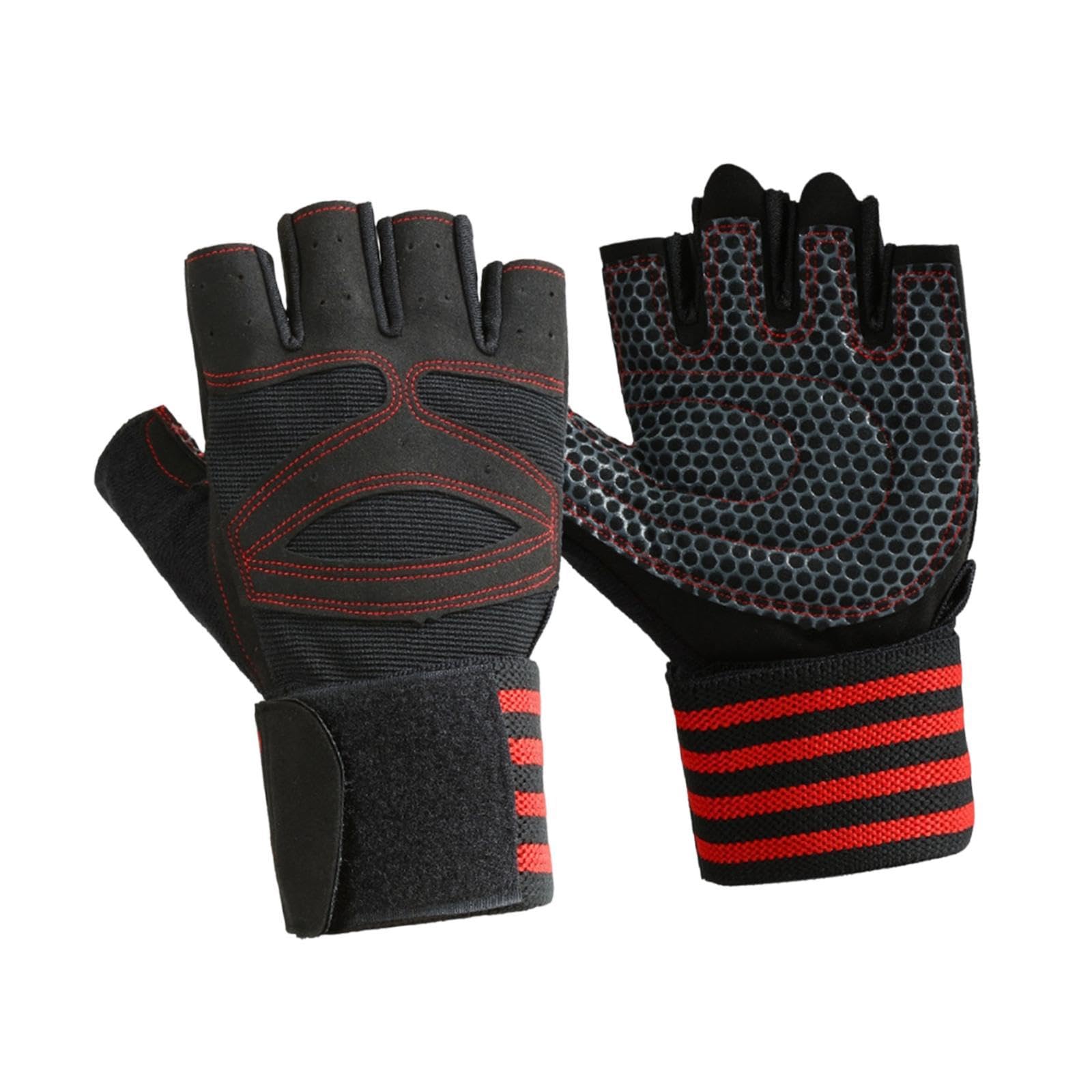 NIVAA 2Pcs Workout Gloves Nonslip Exercise Gloves for Fitness Indoor Weightlifting XL Red