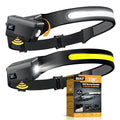 LED Headlamp Rechargeable 2PCS, 230 Wide Beam Headlight with Motion Sensor, 90 Rotation and Removable Head Lights for Forehead, 