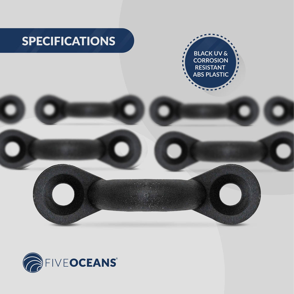 Five Oceans 10-Pack 1/4-Inch Nylon Bungee Deck Loops, Tie Down Pad Eye Straps For Boat Kayak Canoe Deck Rigging - Fo2866