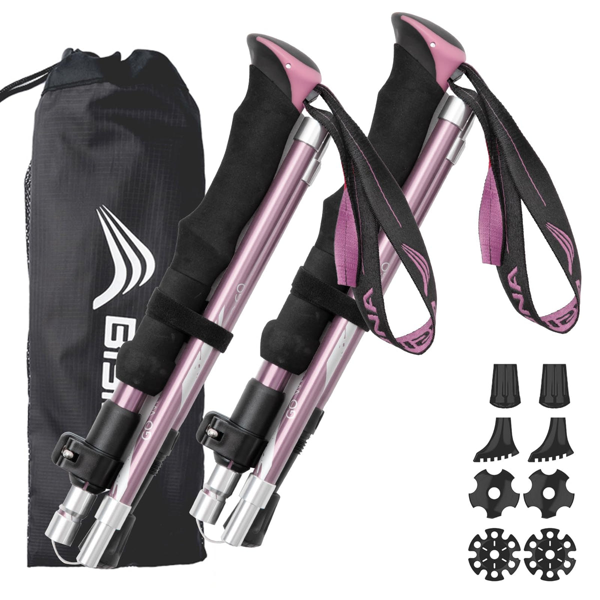 Bisinna Hiking Poles Collapsible Trekking Poles Aluminum Alloy Hiking Sticks 2 Pc Lightweight Adjustable Folding Stick For Wowen