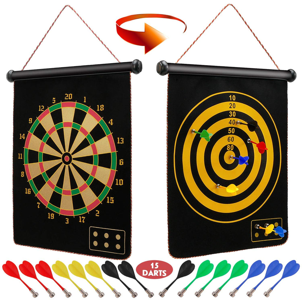 Ranslen Magnetic Dart Board For Kids And Adults, Double Sided Board Games With 15Pcs Magnetic Darts, Boy Gifts Dartboard Toys Gi