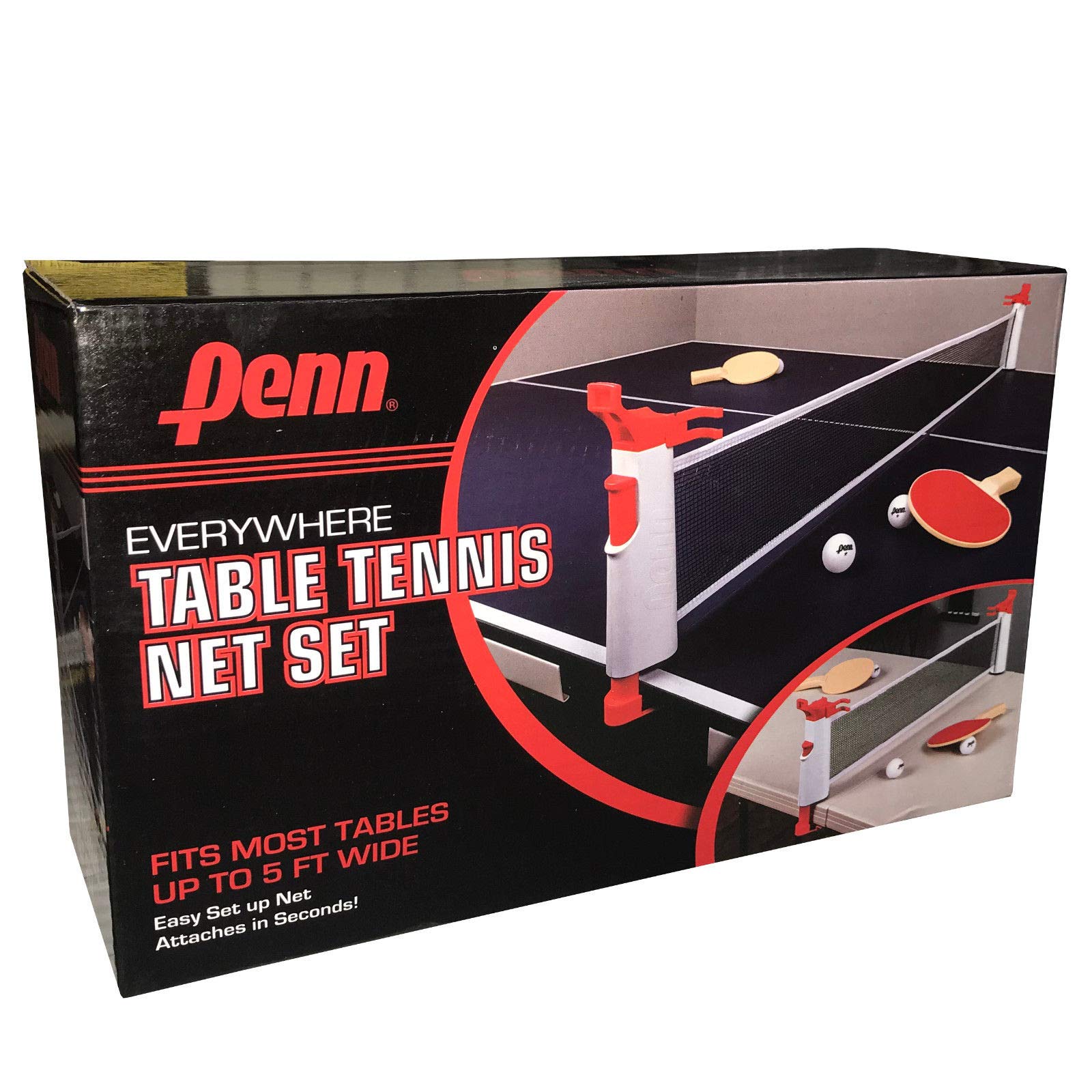 Eastpointsports Penn Everywhere Table Tennis Net Set: 5-Ft Retractable Net, 2-Paddles, 3-Balls