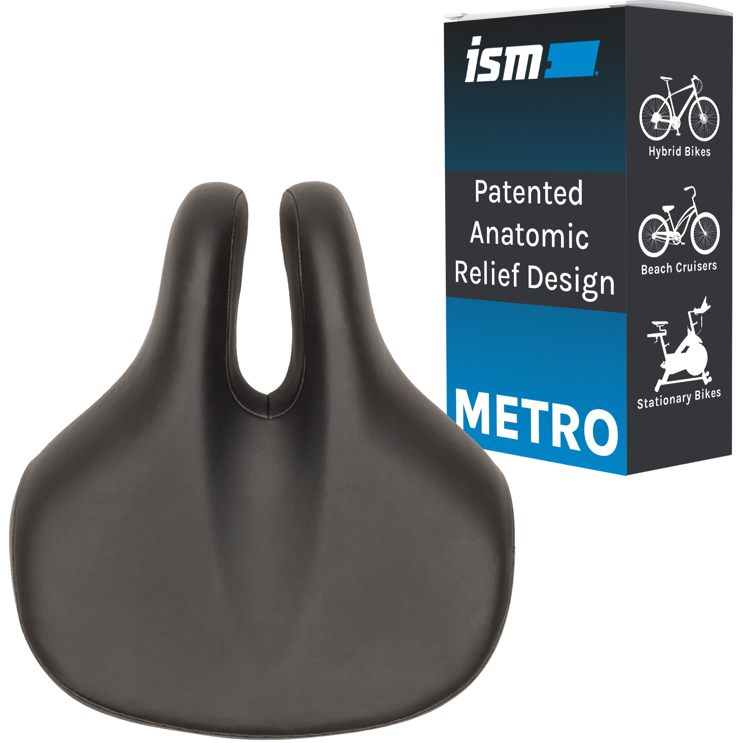 Ism Metro Comfort Bike Seat - Noseless Bike Saddle For Hybrid Bikes, Beach Cruisers, And Stationary Bikes Designed To Reduce Num