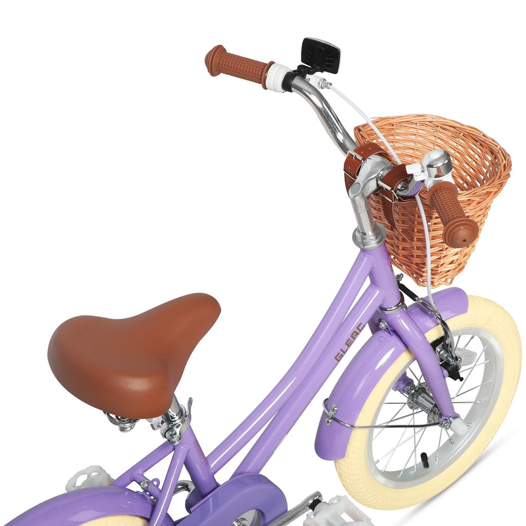 Glerc Little Molly 12 Inch Kids Bike, Retro Cruiser Girls Bicycle for Children Ages 2-4 Years Old, Toddler Bike with Wicker Bask