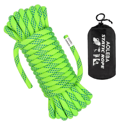 AOLEBA 10.5mm Static Climbing Rope for Outdoor Rock Climbing, FireRescue, Escape Rope, Rappelling, Caving, Ice Climbing Equipmen