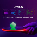 Stiga Prism Led Ping Pong Paddle - 5 Led Color Cycles - Color Gradient Mode - Includes 3 Glow-In-The-Dark Balls - 1.5Mm Sponge W