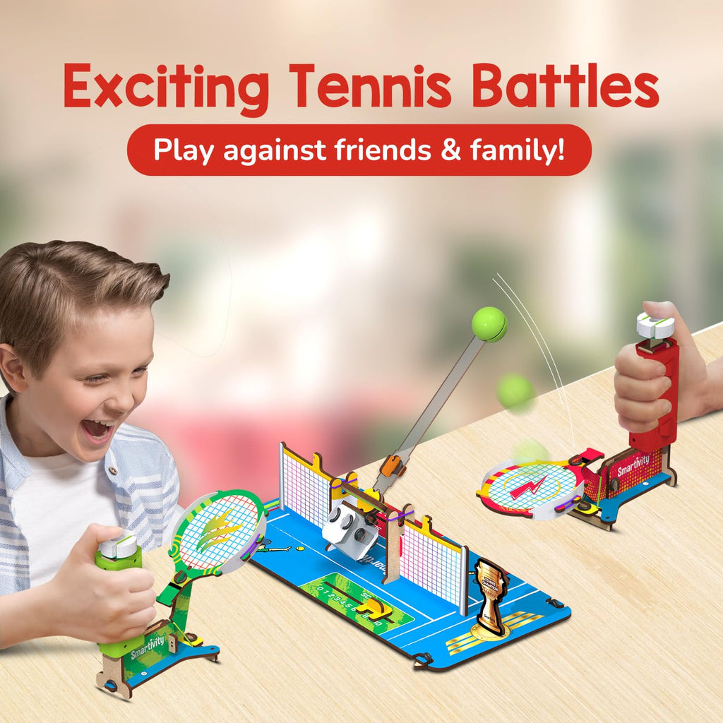 Smartivity Tabletop Tennis - Pickleball Game Kit For Kids 6 To 12, 2-Player Stem Toy With Mechanical Rackets & Scoreboard, Birth
