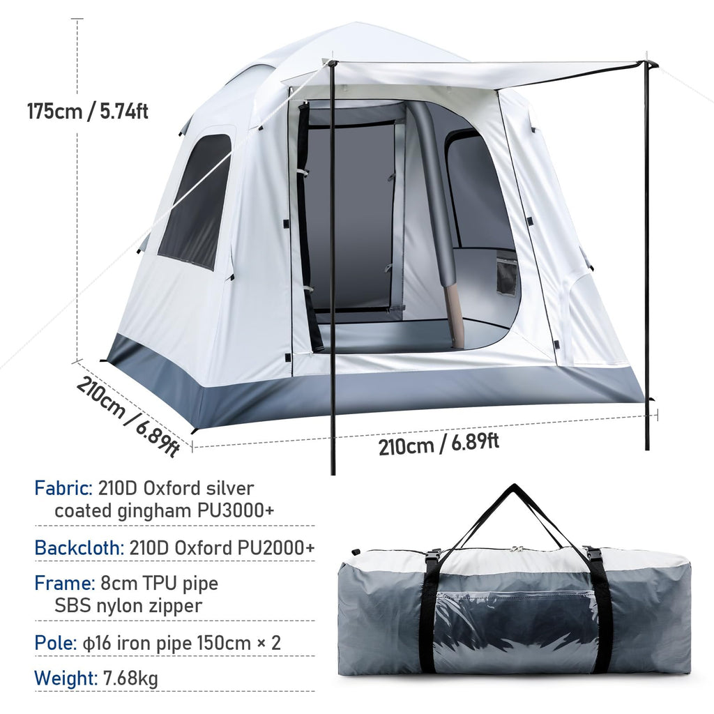Automatic Inflatable Camping Tent,Easy Set Up 3-4 Person Glamping Outdoor Air Blow Up Tents, Quick Setup Air Tent With A Built-I