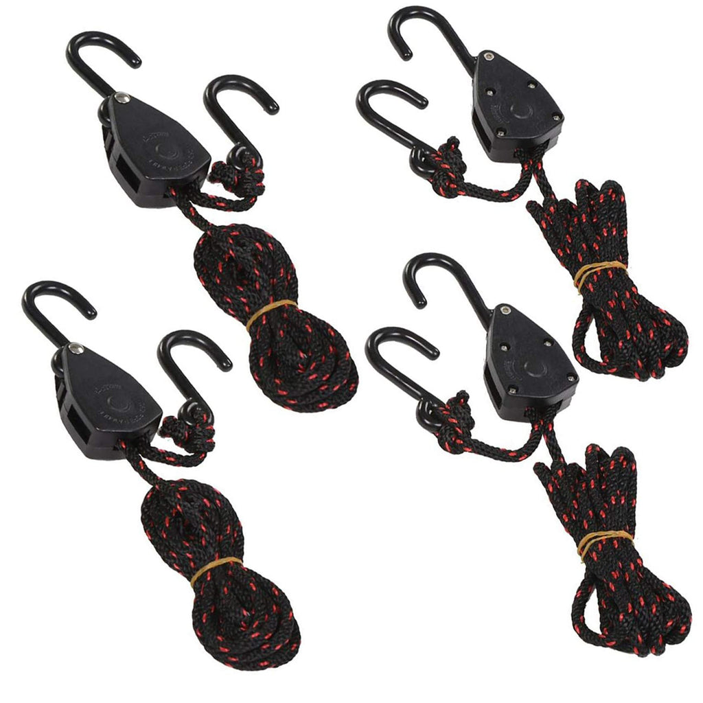 Acronde 4Pcs 1/8'' 6Ft Adjustable Heavy Duty Rope Hanger Ratchet Kayak And Canoe Bow And Stern Tie Downs Straps (6)