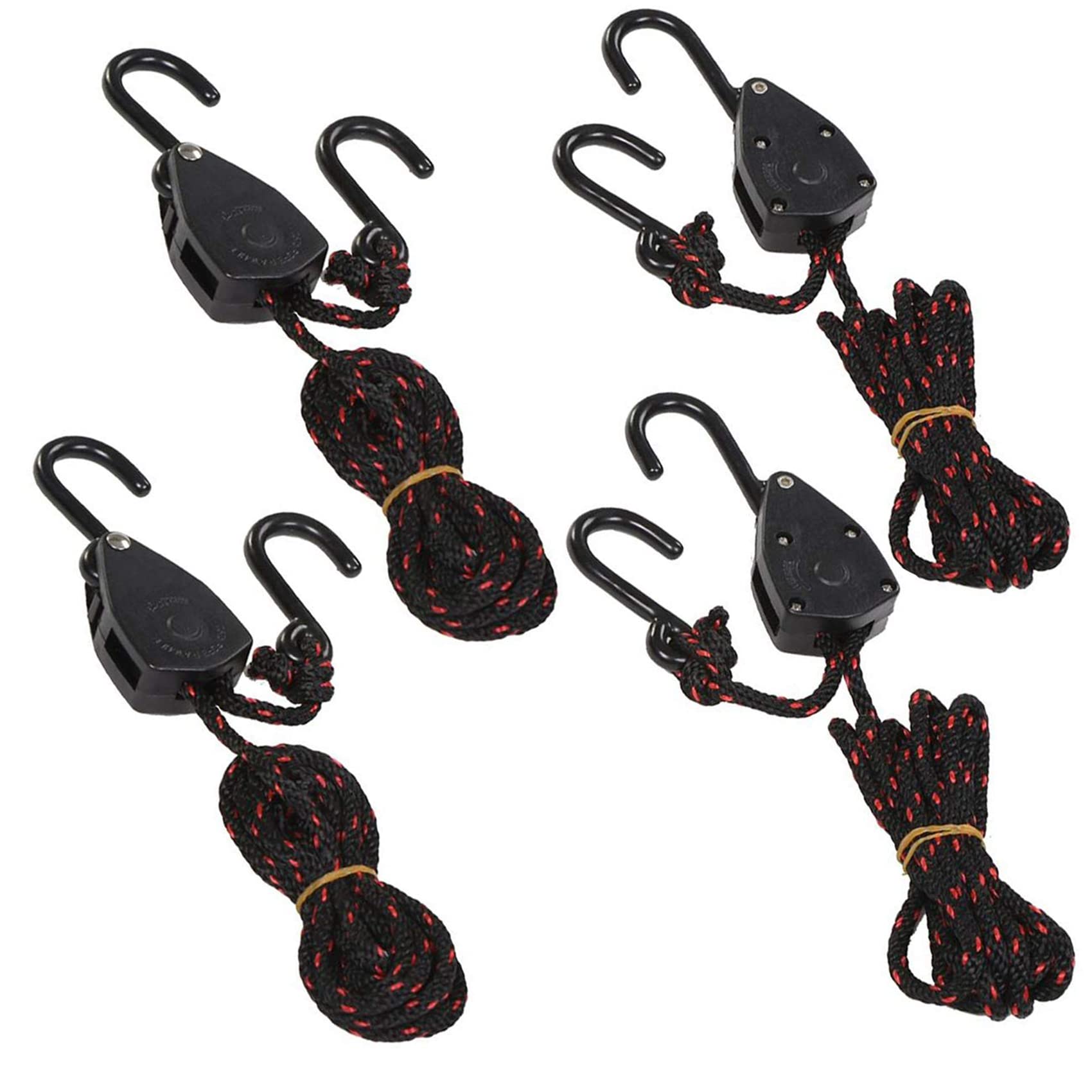 Acronde 4Pcs 1/8'' 6Ft Adjustable Heavy Duty Rope Hanger Ratchet Kayak And Canoe Bow And Stern Tie Downs Straps (6)
