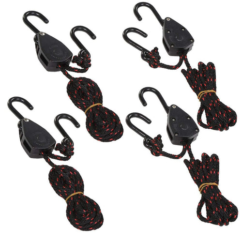 Acronde 4Pcs 1/8'' 6Ft Adjustable Heavy Duty Rope Hanger Ratchet Kayak And Canoe Bow And Stern Tie Downs Straps (6)