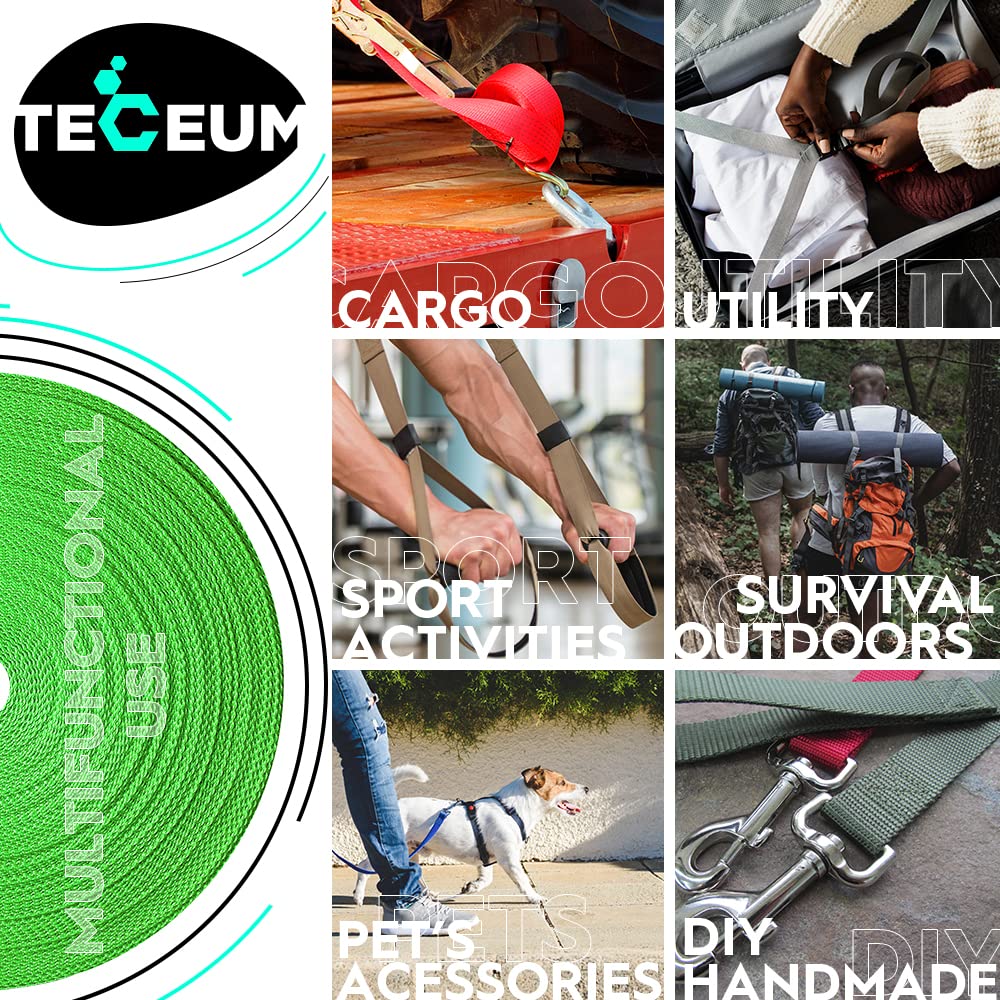 Teceum 1 Inch Webbing - Grass Green - 10 Yards - 1    Webbing For Climbing Outdoors Indoors Crafting Diy Nw
