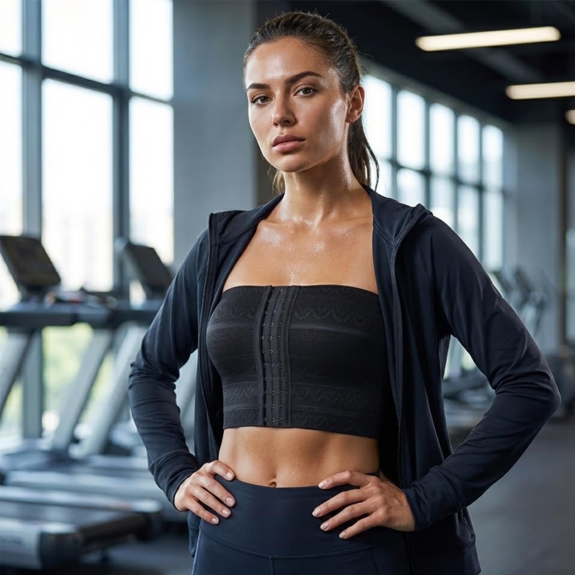 Hoyehola Strapless Body Shaper For Women | Compression Chest Binder Corset Tube Top | Slim Fit Waist Trainer Belt With Front Hoo